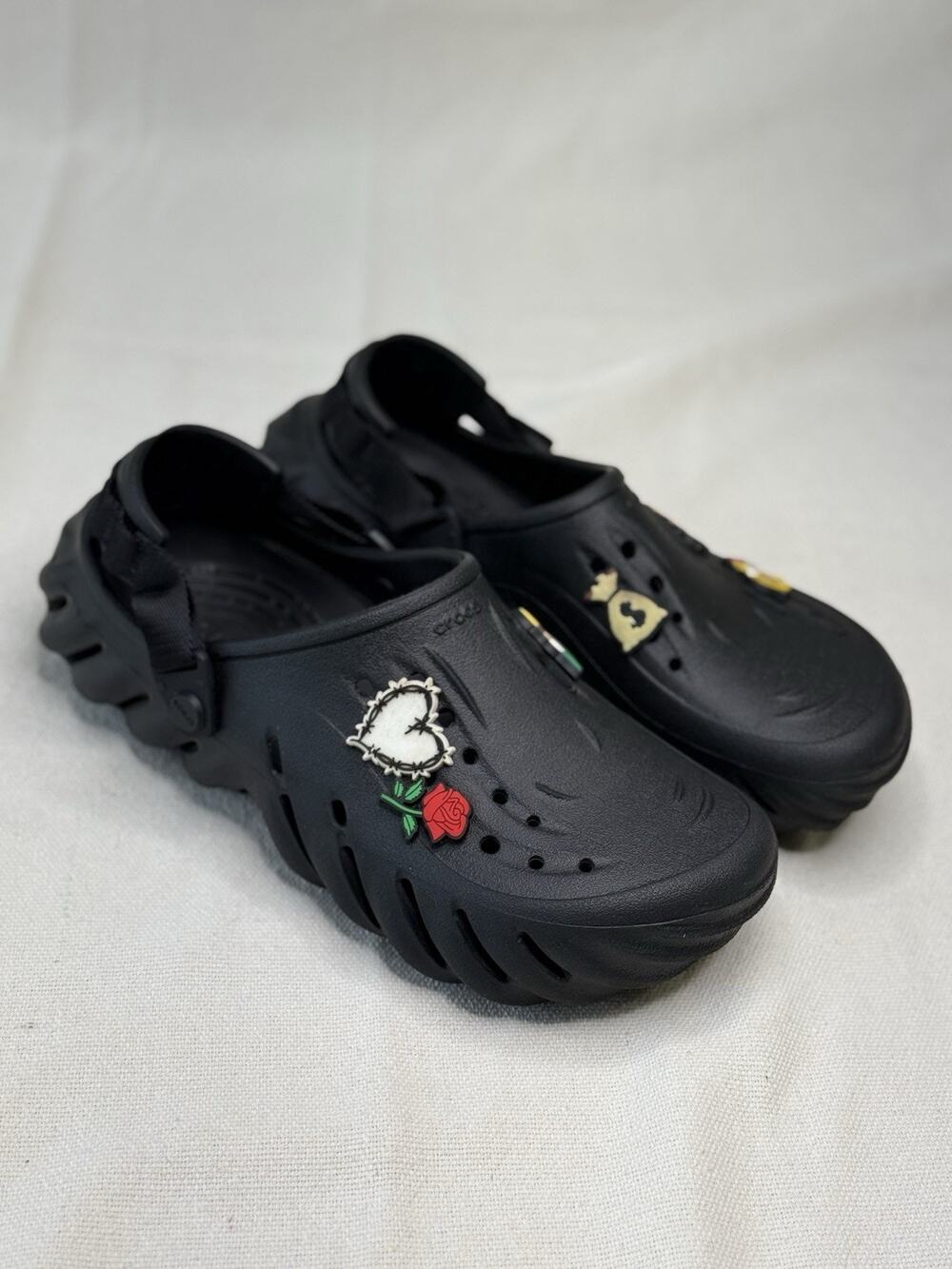 Crocs Echo Clogs Shoes Mens 9 Women’s 11 Black Vent Fishing Slip On